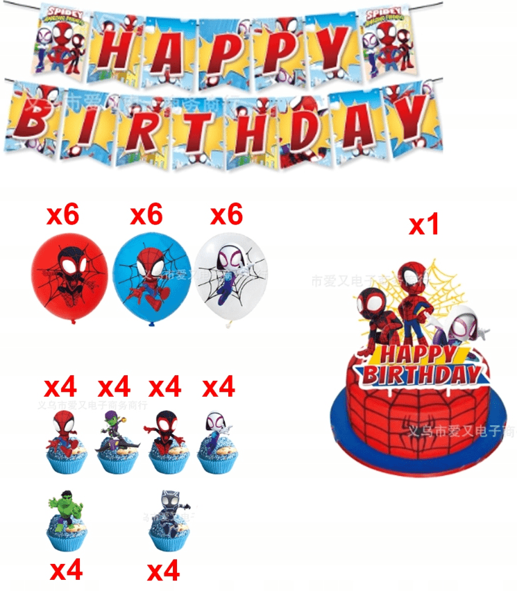 Žmogaus voro (Spiderman) gimtadienio dekoracijų rinkinys - PartyGo